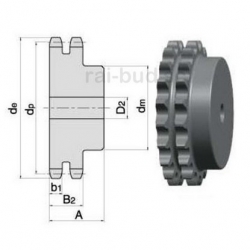 Zębatka 1/2" x 26z 2rz z piastą